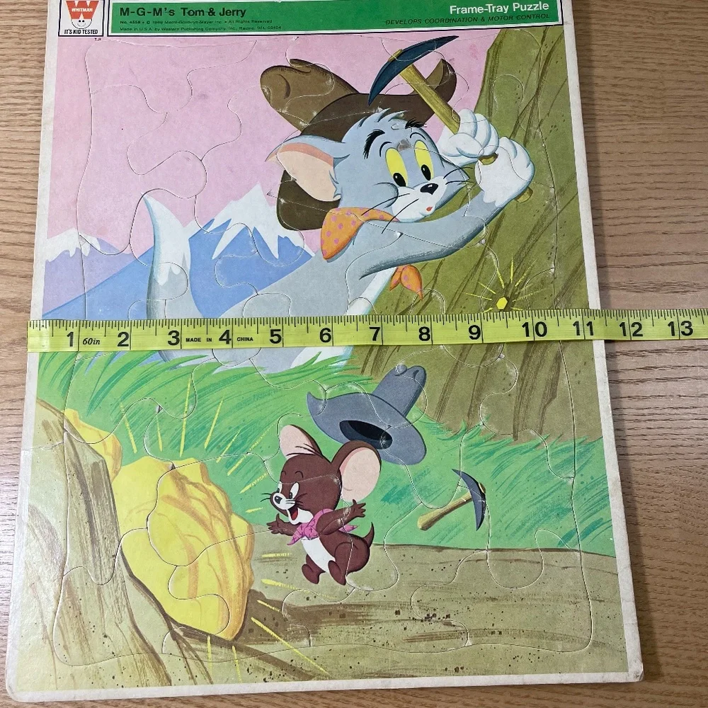 Vintage Whitman Tom & Jerry Frame Tray Puzzle No 4556 MGM 1969 Mining for Gold